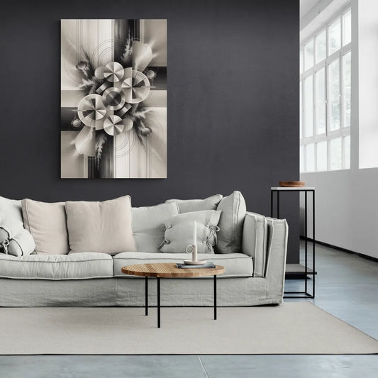 Serene Elegance Grey and White Abstract - Canvas Wall Art Living Room