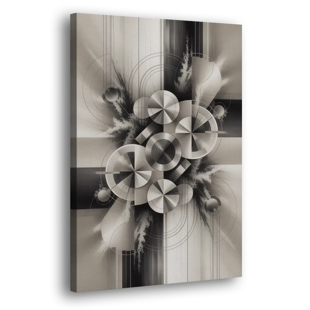 Serene Elegance Grey and White Abstract Side - Canvas Wall Art