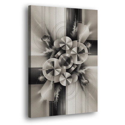 Serene Elegance Grey and White Abstract Side - Canvas Wall Art