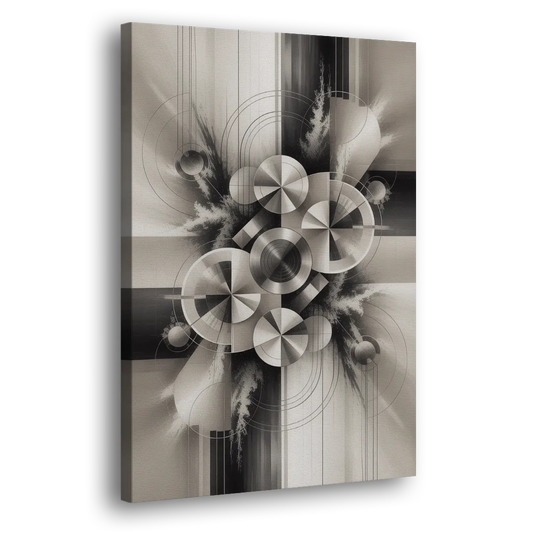 Serene Elegance Grey and White Abstract Side - Canvas Wall Art