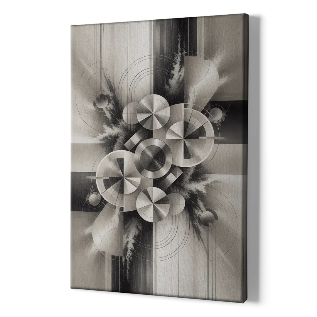 Serene Elegance Grey and White Abstract - Canvas Print Art Sides