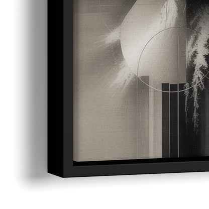Serene Elegance Grey and White Abstract - Close-Up Black Frame Canvas