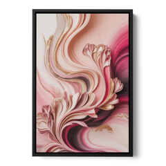 Serene Elegance Pink Abstract - Black Framed Canvas Wall Art - Front