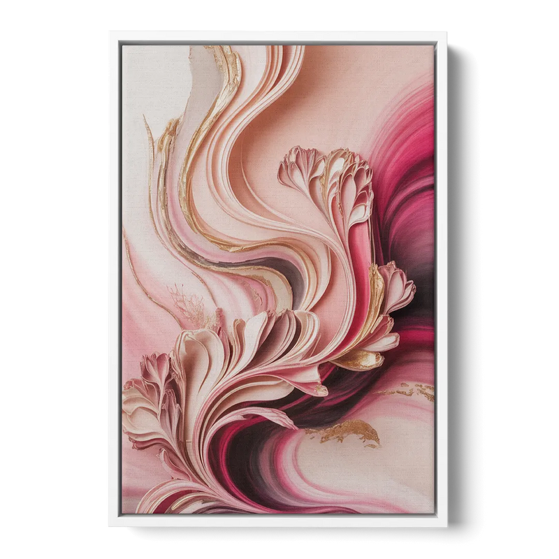 Serene Elegance Pink Abstract Front - White Canvas Wall Art