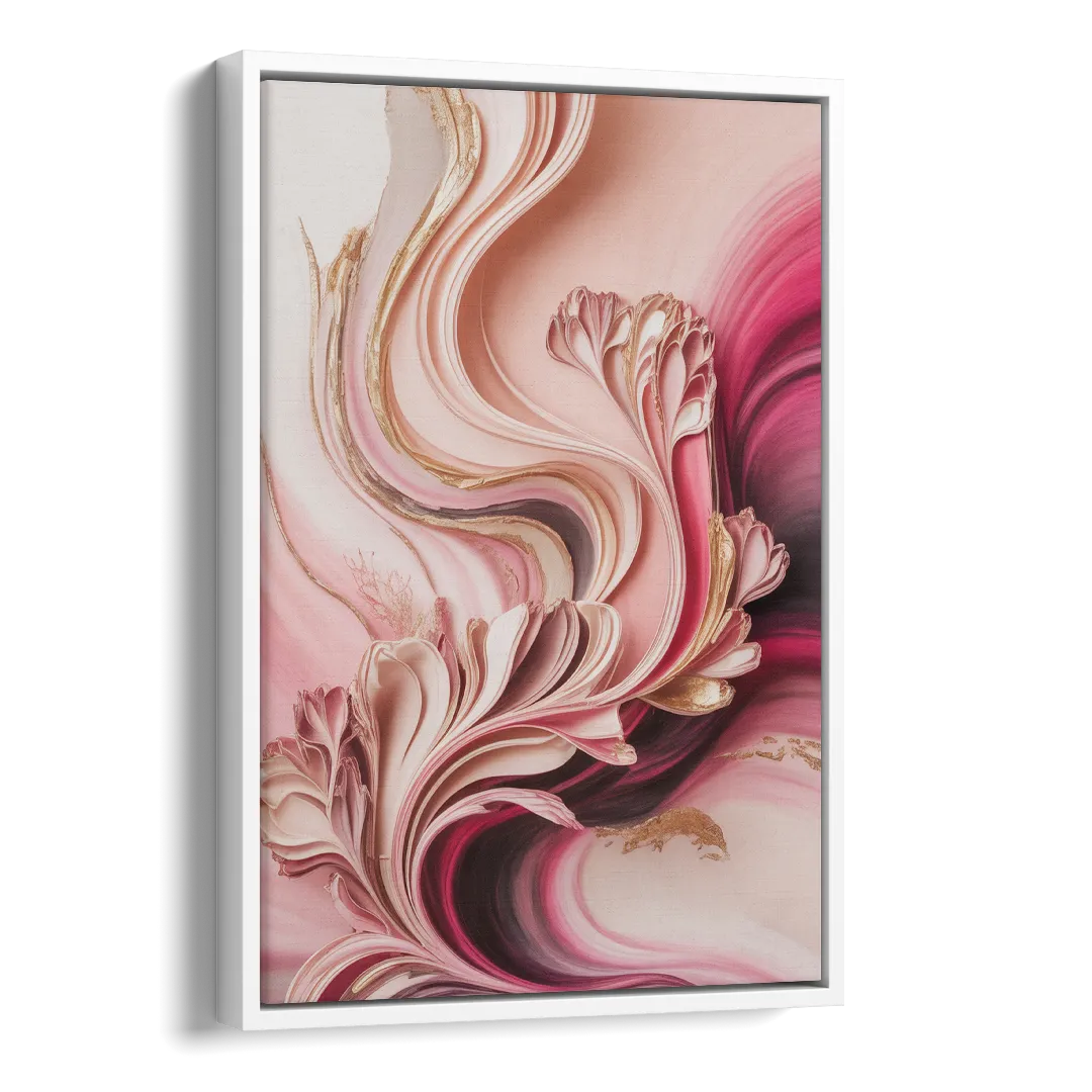 Serene Elegance Pink Abstract Side - White Canvas Wall Art