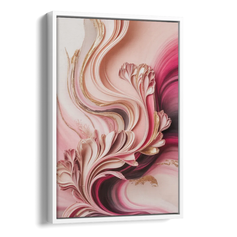 Serene Elegance Pink Abstract Side - White Canvas Wall Art
