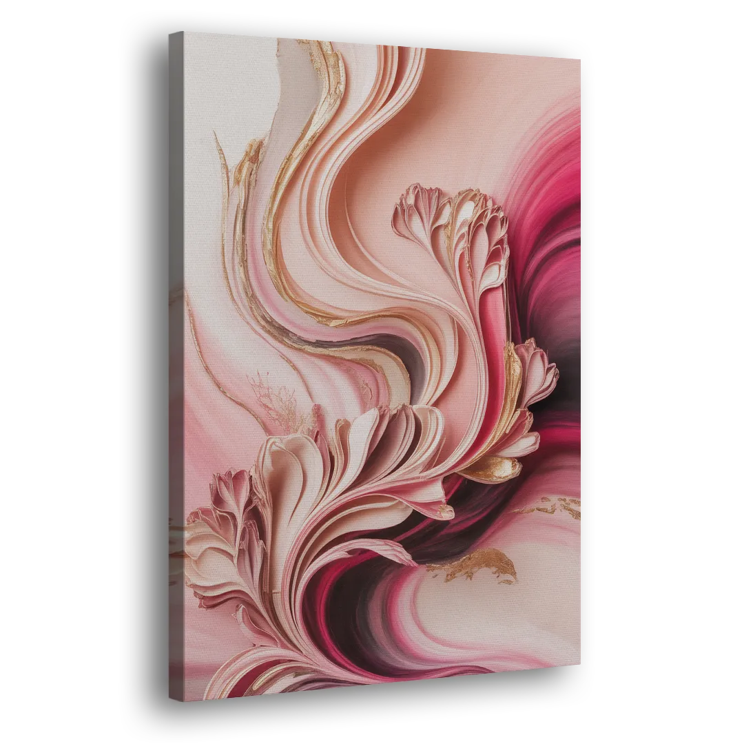 Serene Elegance Pink Abstract Side - Canvas Wall Art