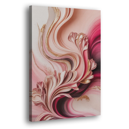 Serene Elegance Pink Abstract Side - Canvas Wall Art