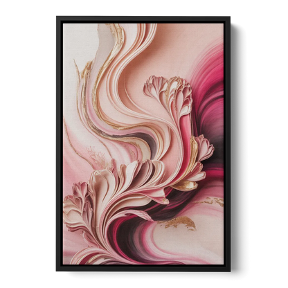 Serene Elegance Pink Abstract - Black Frame Canvas