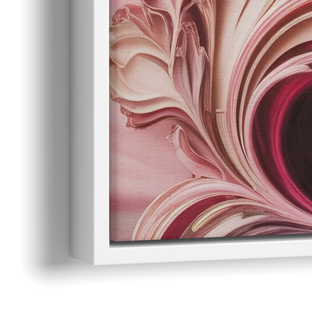 Serene Elegance Pink Abstract - Close-Up White Frame Canvas