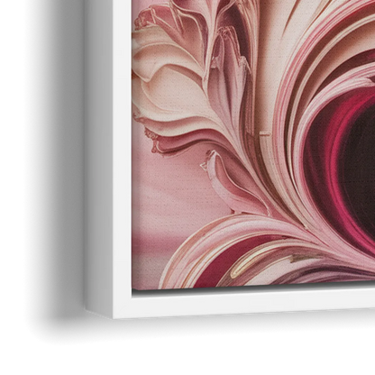 Serene Elegance Pink Abstract - Close-Up White Frame Canvas