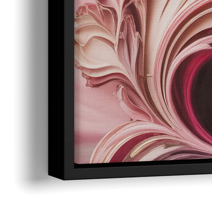 Serene Elegance Pink Abstract - Close-Up Black Frame Canvas