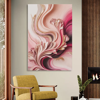 Serene Elegance Pink Abstract Sitting Room - Canvas Wall Art