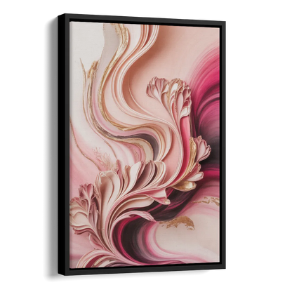 Serene Elegance Pink Abstract Side - Black Canvas Wall Art