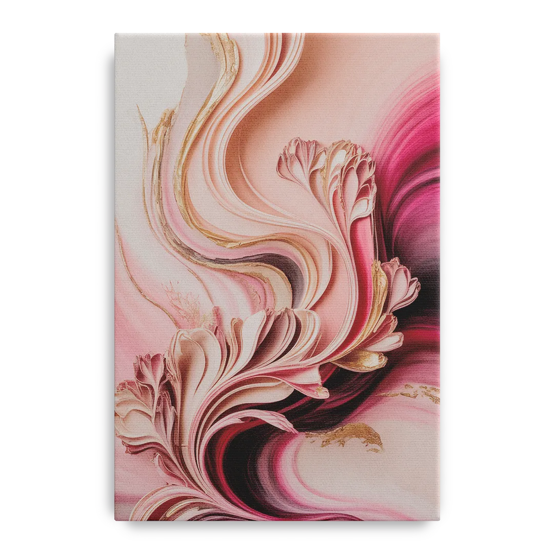 Serene Elegance Pink Abstract Front - Canvas Wall Art
