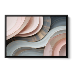 Serene Elegance Pink and Grey Abstract - Black Framed Canvas Wall Art - Front