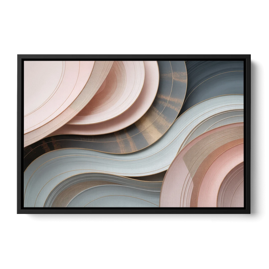 Serene Elegance Pink and Grey Abstract - Black Framed Canvas Wall Art - Front