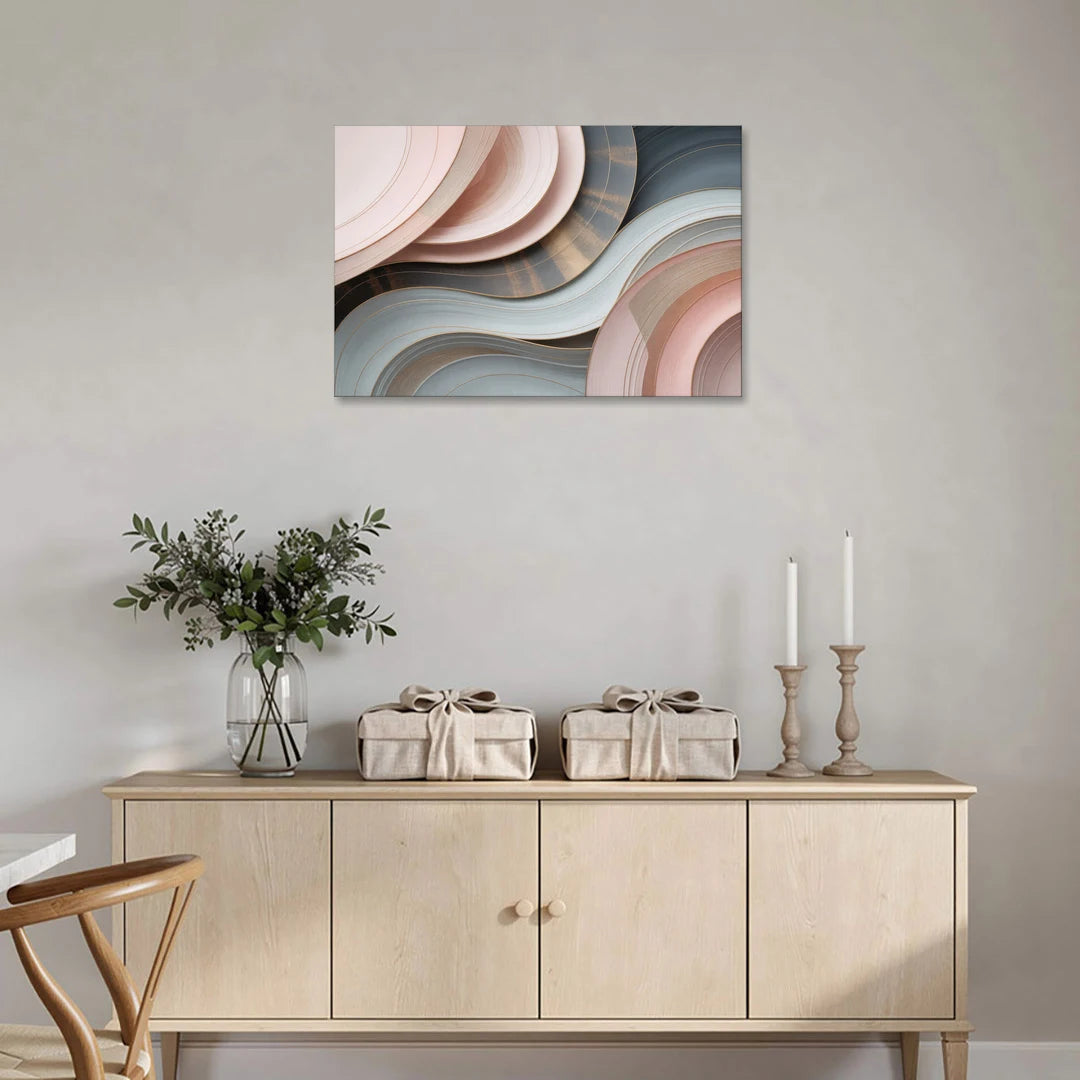 Serene Elegance Pink and Grey Abstract - Canvas Wall Art - Coffee Table - 36x24