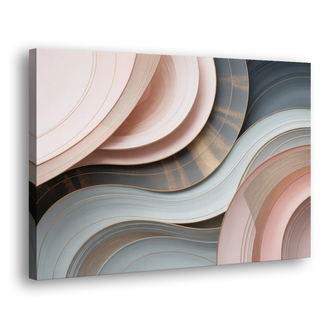 Serene Elegance Pink and Grey Abstract - Canvas Wall Art - Side
