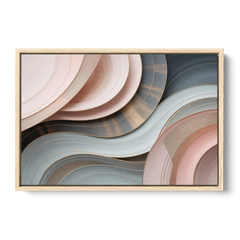 Serene Elegance Pink and Grey Abstract - Oak Framed Canvas Wall Art - Front