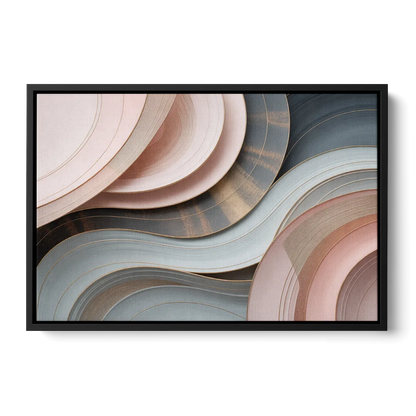 Serene Elegance Pink and Grey Abstract Front - Black Canvas Wall Art