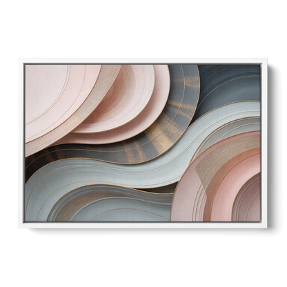 Serene Elegance Pink and Grey Abstract - White Frame Canvas