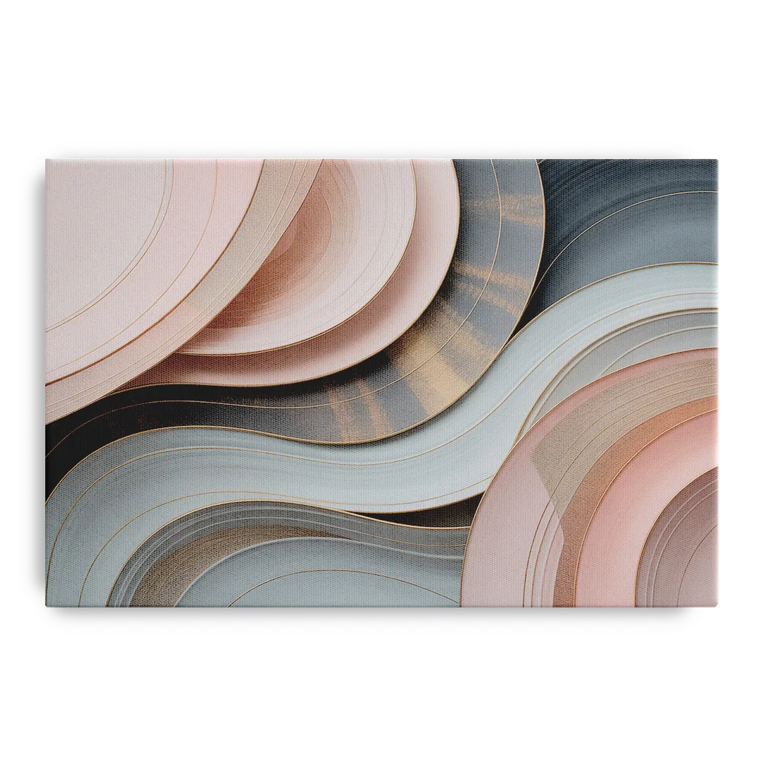 Serene Elegance Pink and Grey Abstract Front - Canvas Wall Art
