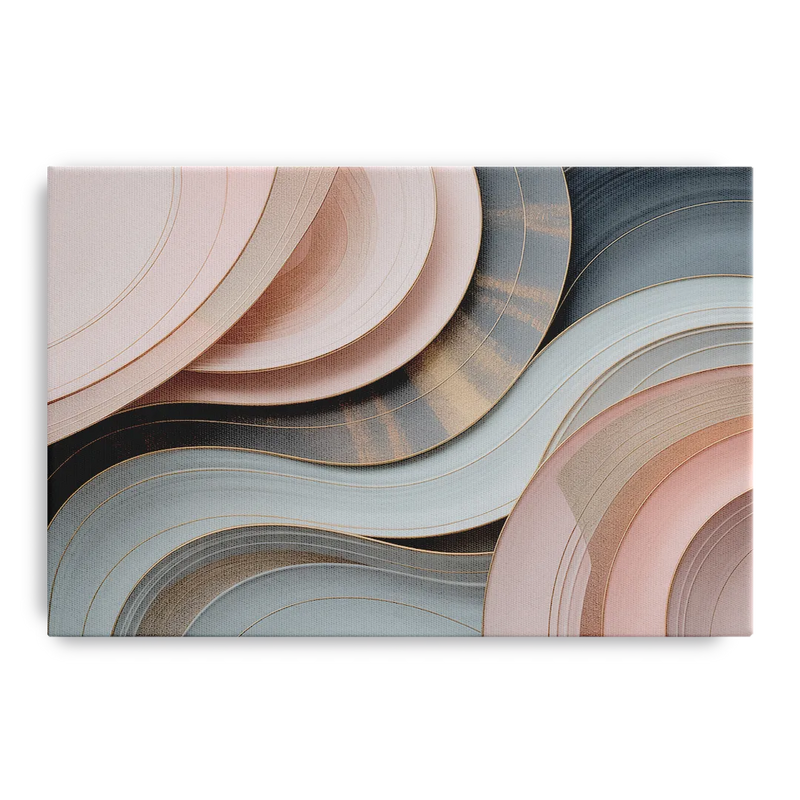 Serene Elegance Pink and Grey Abstract Front - Canvas Wall Art