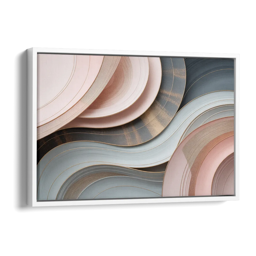 Serene Elegance Pink and Grey Abstract Side - White Canvas Wall Art