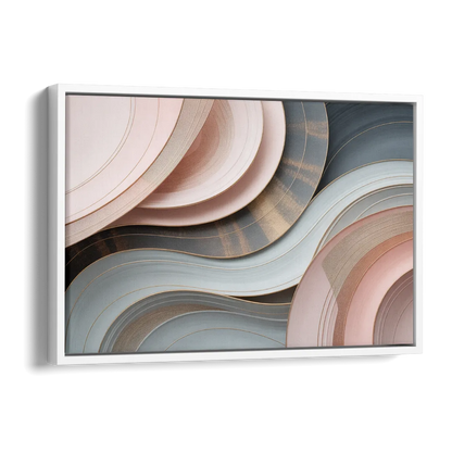 Serene Elegance Pink and Grey Abstract Side - White Canvas Wall Art
