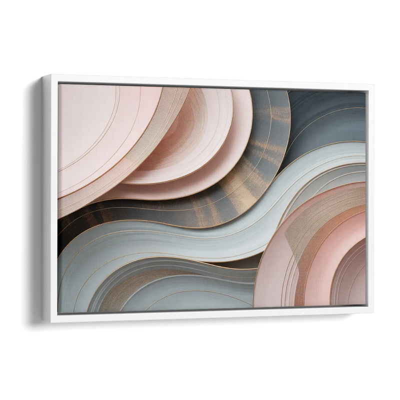 Serene Elegance Pink and Grey Abstract Side - White Canvas Wall Art