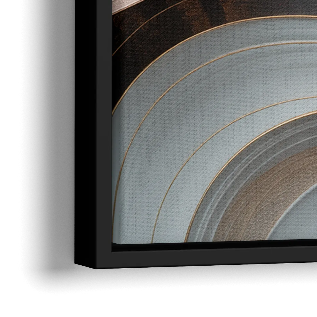 Serene Elegance Pink and Grey Abstract - Close-Up Black Frame Canvas