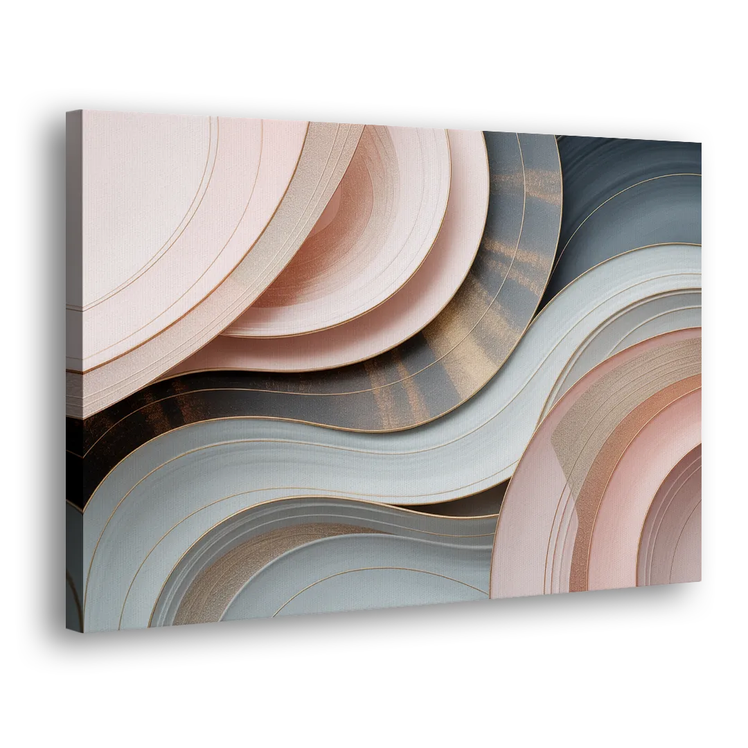 Serene Elegance Pink and Grey Abstract Side - Canvas Wall Art