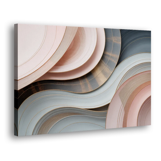 Serene Elegance Pink and Grey Abstract Side - Canvas Wall Art