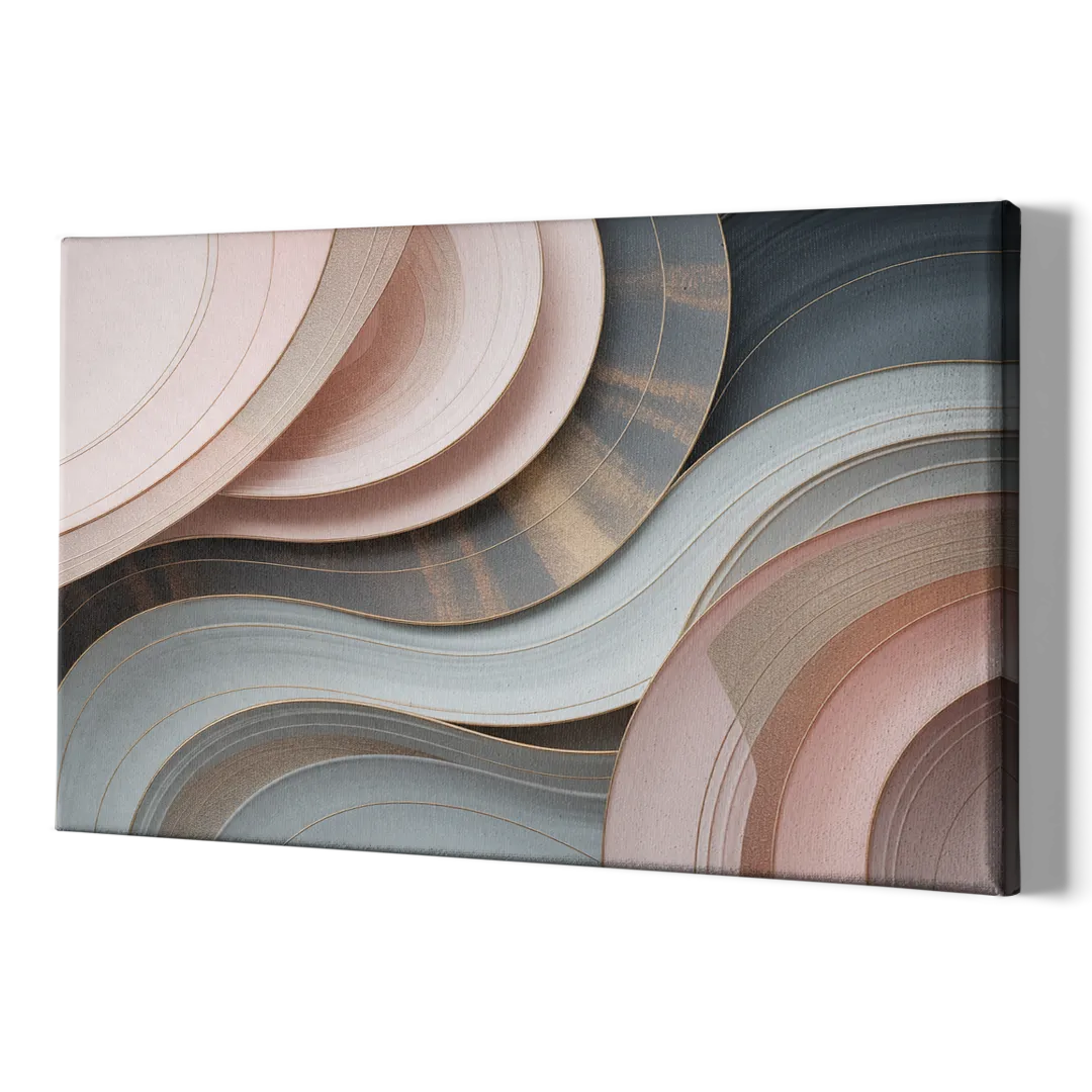 Serene Elegance Pink and Grey Abstract - Canvas Print Art Sides