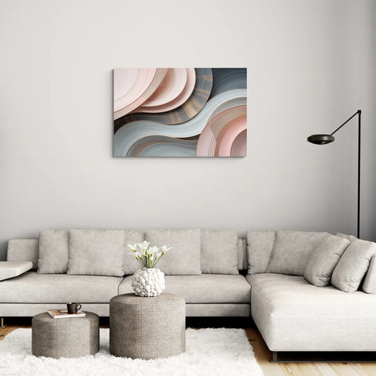 Serene Elegance Pink and Grey Abstract - Canvas Wall Art Living Room