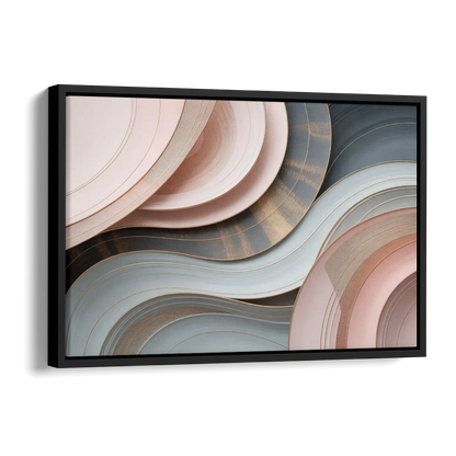 Serene Elegance Pink and Grey Abstract Side - Black Canvas Wall Art