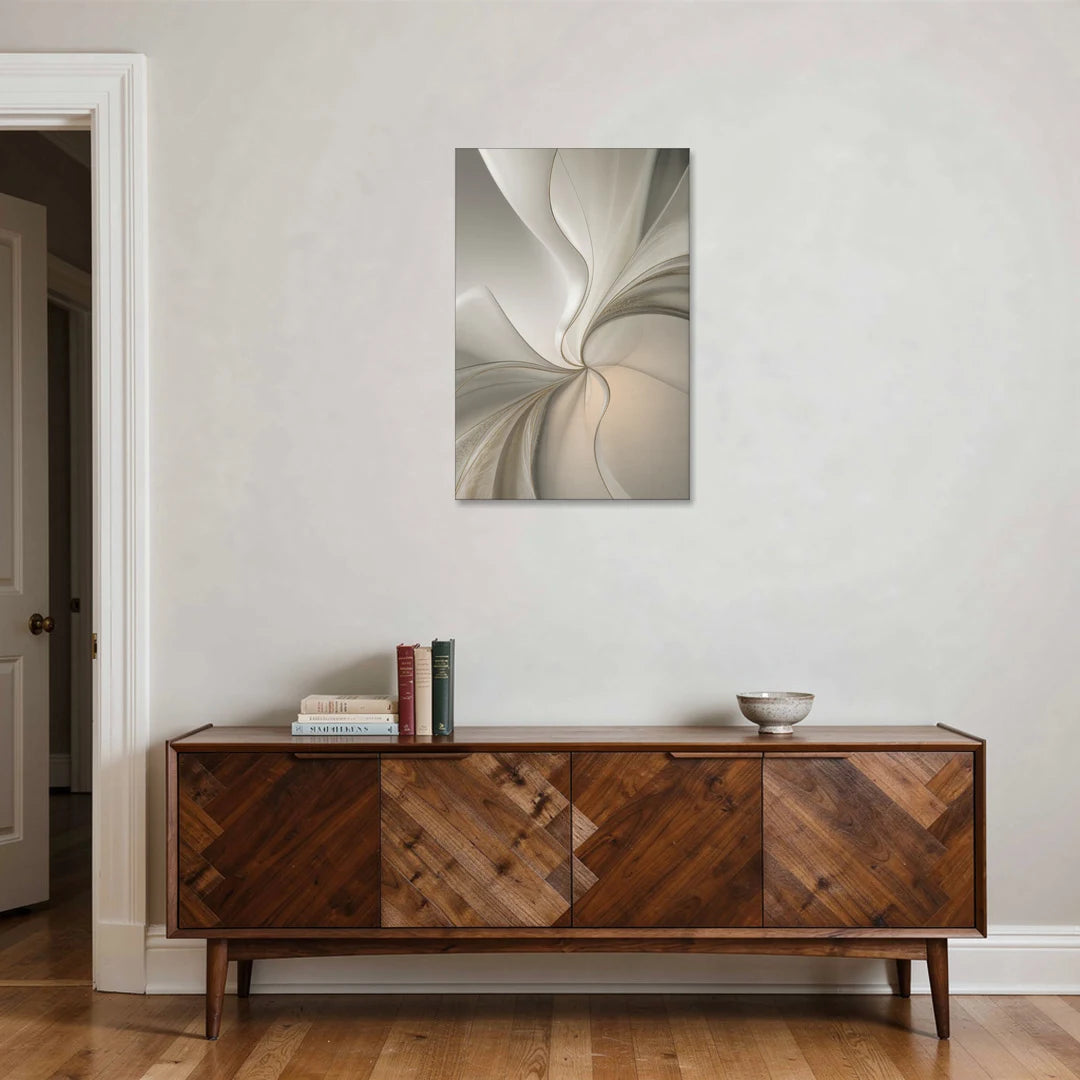 Serene Elegance in White Abstract - Canvas Wall Art - Coffee Table - 24x36