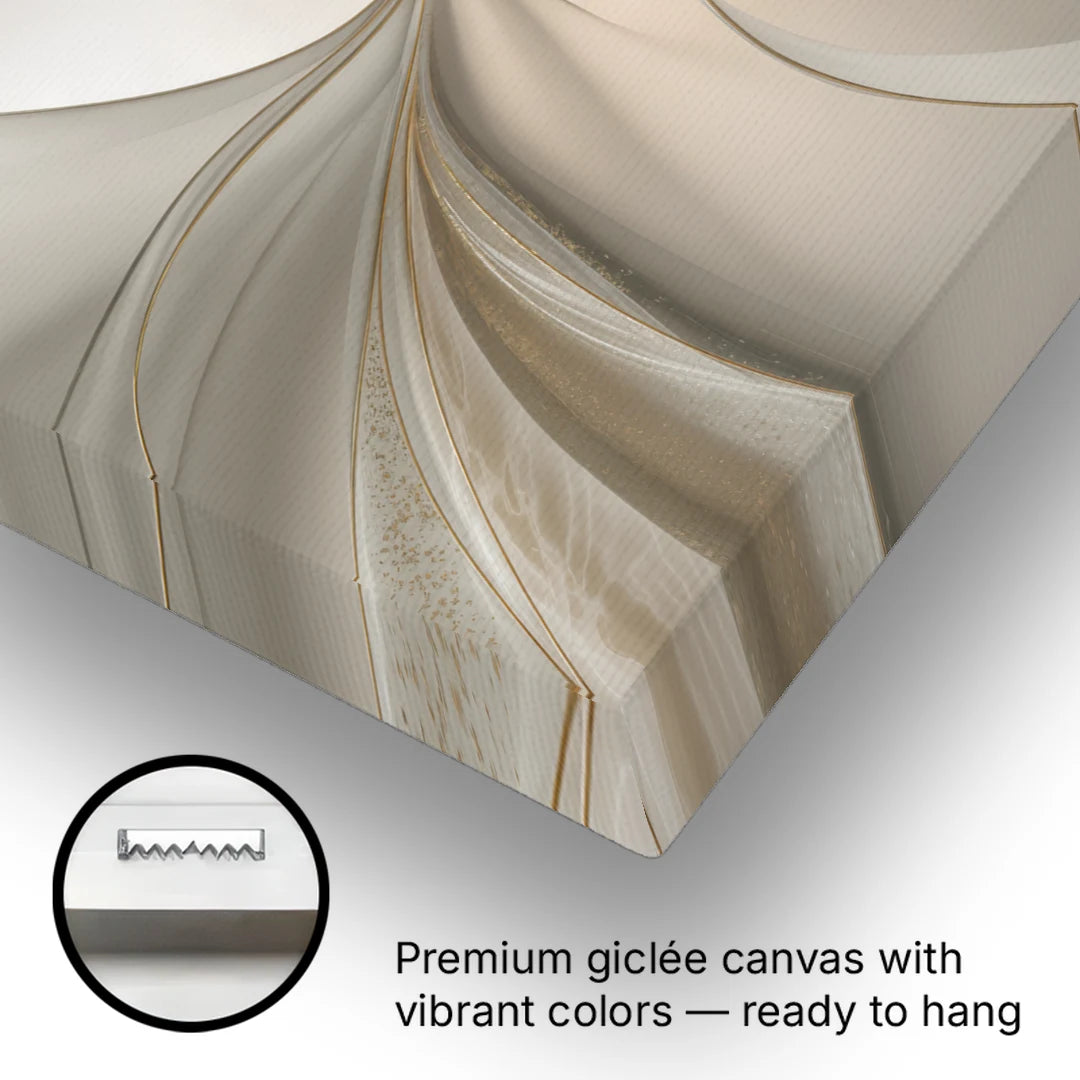 Serene Elegance in White Abstract - Canvas Wall Art - Gallery Wrap Corner