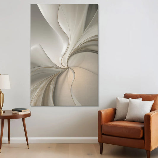 Serene Elegance in White Abstract - Canvas Wall Art - Sofa - 40x60