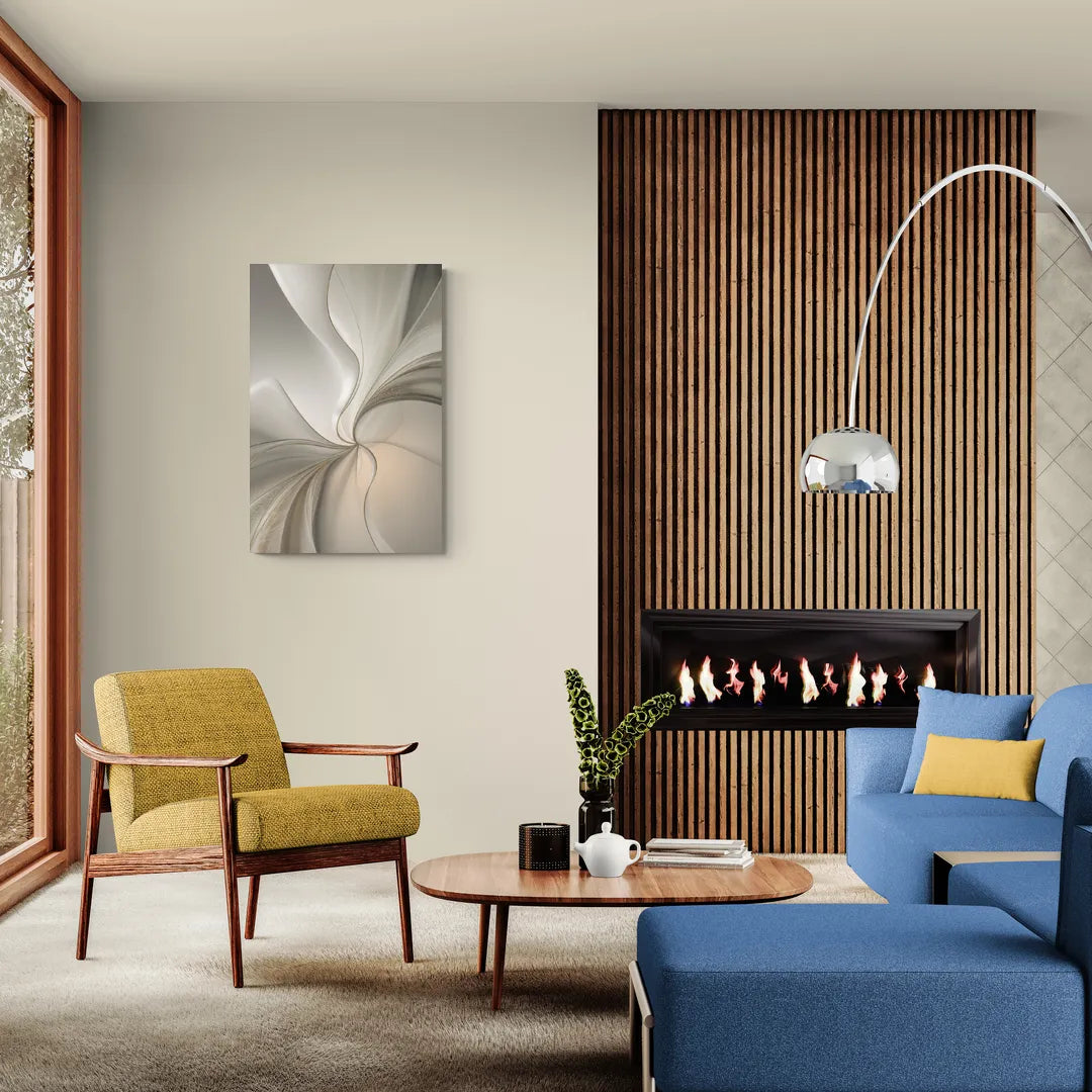 Serene Elegance in White Abstract - Canvas Wall Art Living Room