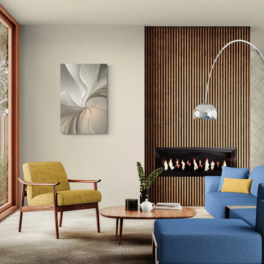 Serene Elegance in White Abstract - Canvas Wall Art Living Room