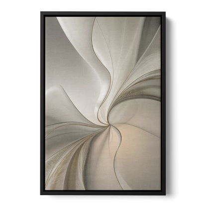 Serene Elegance in White Abstract - Black Frame Canvas