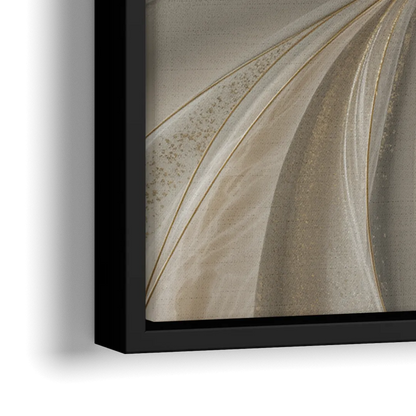 Serene Elegance in White Abstract - Close-Up Black Frame Canvas