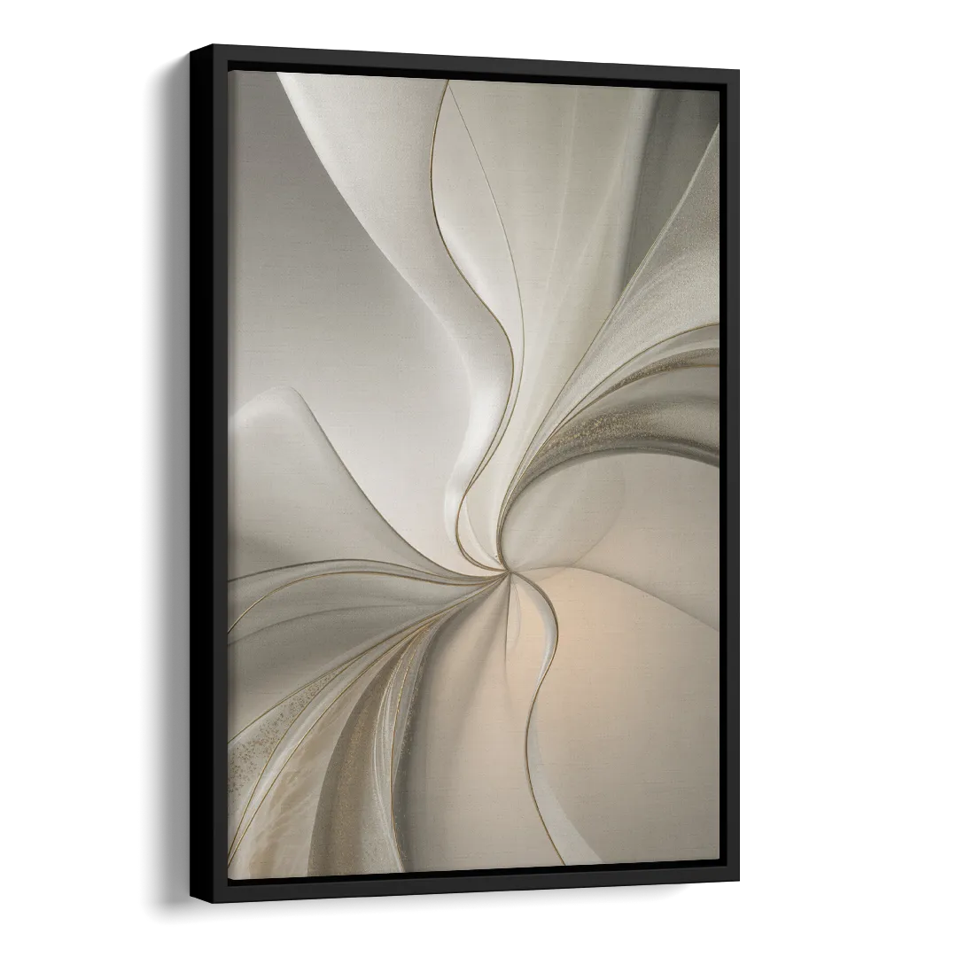 Serene Elegance in White Abstract Side - Black Canvas Wall Art