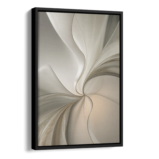 Serene Elegance in White Abstract Side - Black Canvas Wall Art