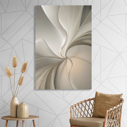 Serene Elegance in White Abstract Sitting Room - Canvas Wall Art