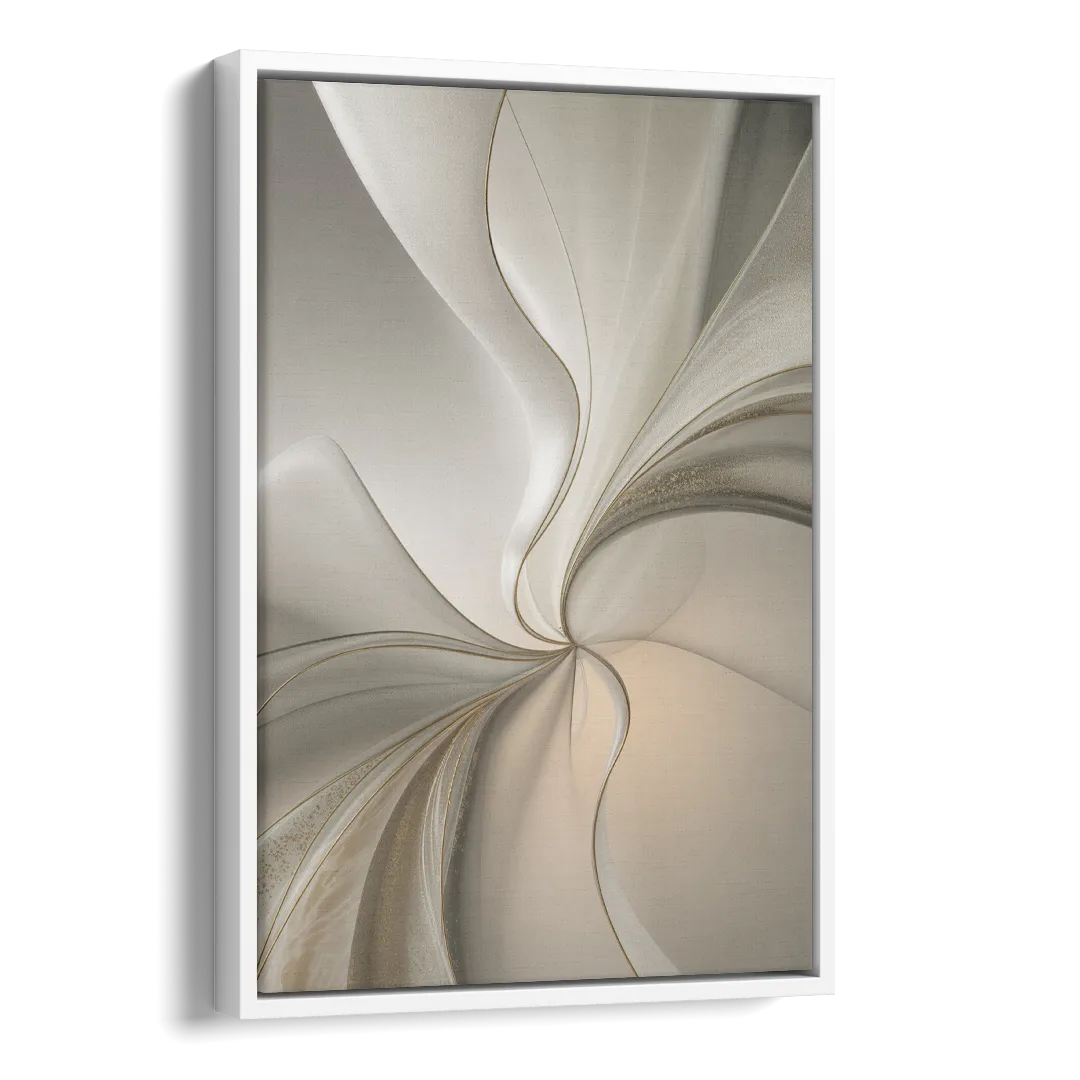 Serene Elegance in White Abstract Side - White Canvas Wall Art