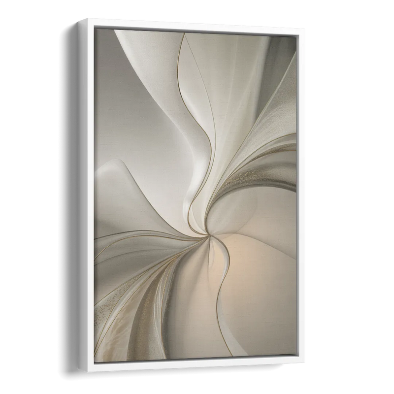 Serene Elegance in White Abstract Side - White Canvas Wall Art