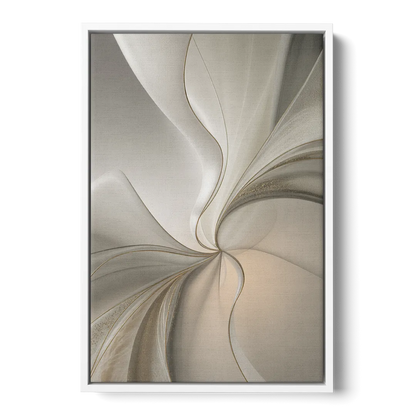 Serene Elegance in White Abstract - White Frame Canvas